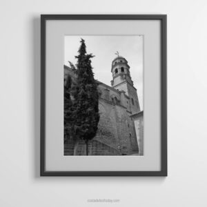 Baeza Cathedral – Framed A3 Monochrome Print, Wall Art.